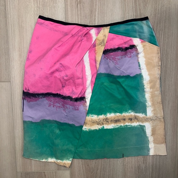 Walter Baker Dresses & Skirts - Walter Color Block Ruched Asymmetrical Wrap Mini Skirt Womens Size 4